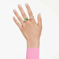 Gema motif ring, Set (3), Multicoloured, 18K gold finish