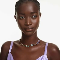 Gema necklace, Mixed cuts, Multicoloured, Gold-tone plated by SWAROVSKI