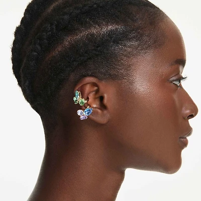 Gema ear cuffs, Asymmetrical design, Mixed cuts, Multicoloured, 18K gold finish