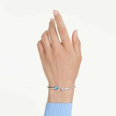 Chroma bangle, Mixed cuts, Multicolored, Rhodium plated