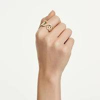 Dextera open ring, Round cut, White, 18K gold finish