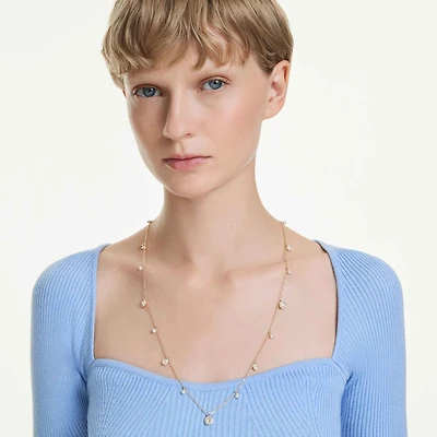 Una Angelic strandage, Crystal pearl, Round cut, White, Gold-tone plated