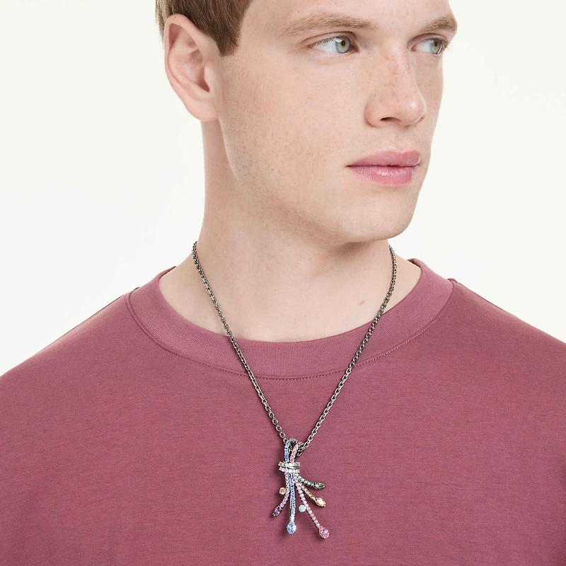 Matrix pendant and brooch, Mixed cuts, Bouquet, Multicoloured, Ruthenium plated by SWAROVSKI