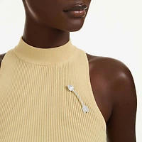 Idyllia brooch, Mixed cuts, Arrow, White, Rhodium plated by SWAROVSKI