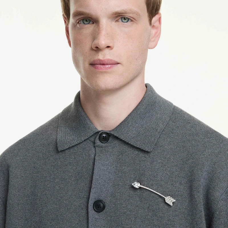 Idyllia brooch, Mixed cuts, Arrow, White, Rhodium plated by SWAROVSKI