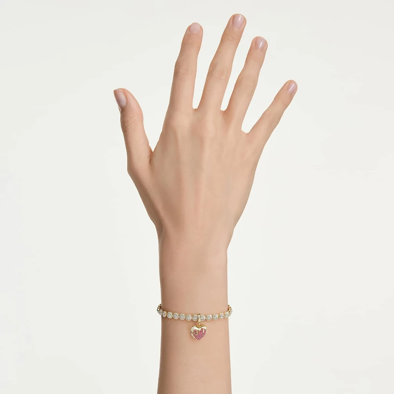 Idyllia charm, Round cut, Heart, Pink, Gold-tone plated by SWAROVSKI