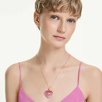 Idyllia pendant, Mixed cuts, Heart, Pink, 18K gold finish