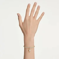 Idyllia charm, Mixed cuts, Heart with key, White, 18K gold finish