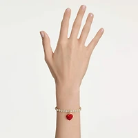 Idyllia charm, Round cut, Heart, Red, 18K gold finish