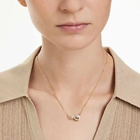 Hyperbola necklace, Heart cut, Pavé, Infinity, White, 18K gold finish