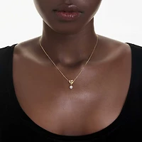 Lifelong pendant, Round cut, Heart, White, 18K gold finish