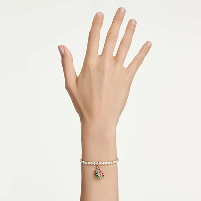 Idyllia charm, Mixed cuts, Watermelon, Multicoloured, Gold-tone plated