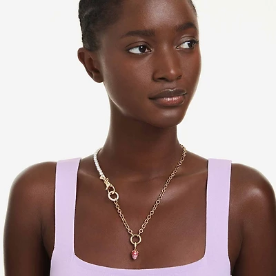 Idyllia charm, Mixed cuts, Strawberry, Red, Gold-tone plated