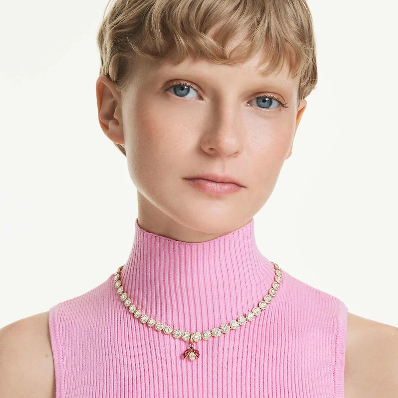 Idyllia charm, Mixed cuts, Ladybug, Red, Gold-tone plated by SWAROVSKI