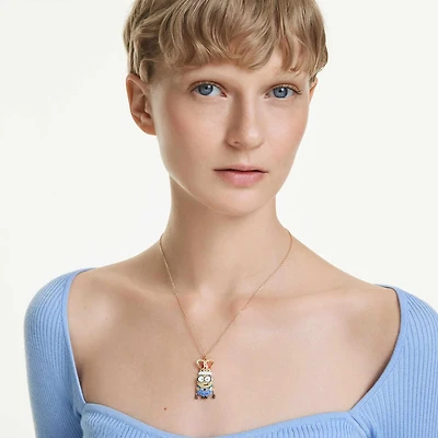 Minions King Bob pendant, Pavé, Multicolored, Gold-tone plated