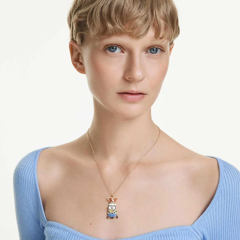 Minions King Bob pendant, Pavé, Multicoloured, 18K gold finish