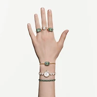 Matrix Tennis bracelet, Round cut, Green, Ruthenium plated
