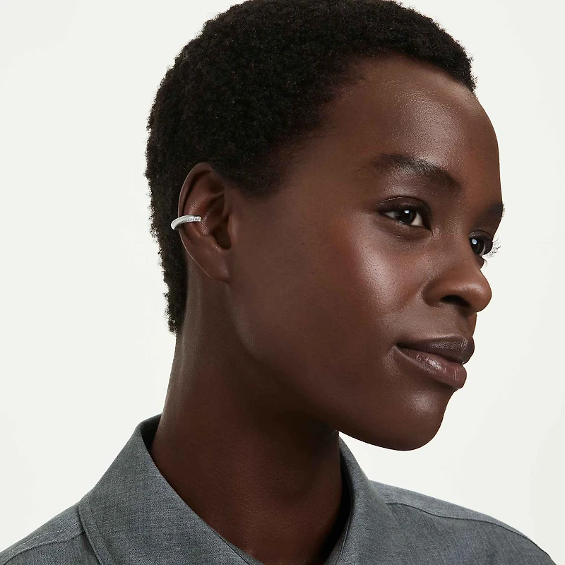Classica ear cuffs, Round cut, White, Sterling silver, 18K gold finish