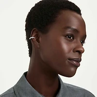 Classica ear cuffs, Round cut, White, Sterling silver, 18K gold finish