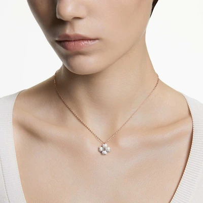 Latisha pendant, Pavé, Clover, Multicoloured, 18K rose gold finish
