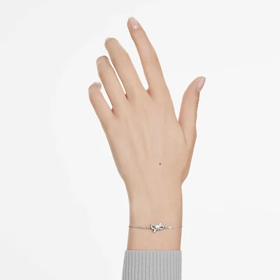 Lifelong bracelet, Pavé, Bow, White, Rhodium plated