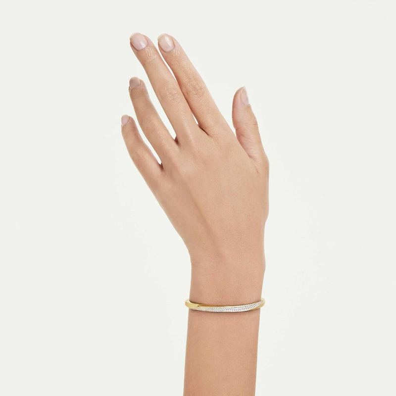 Swarovski Classica bangle, Round cut, White, Sterling silver, 18K gold finish