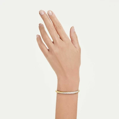Swarovski Classica bangle, Round cut, White, Sterling silver, 18K gold finish