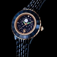 Octea moon watch, Swiss Made, Metal bracelet, Blue, Blue finish