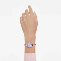 Matrix bangle watch, Swiss Made, Crystal bracelet, Purple, Champagne gold-tone finish