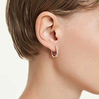 Dextera hoop earrings, Octagon shape, Round cut, Small, White, 18K rose gold finish