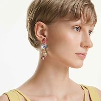 Idyllia clip earrings, Mixed cuts, Multicoloured, 18K gold finish