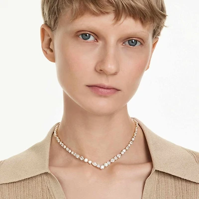 Mesmera necklace, Mixed cuts, White, Gold-tone plated