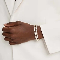 Mesmera bracelet, Mixed cuts, White, 18K gold finish