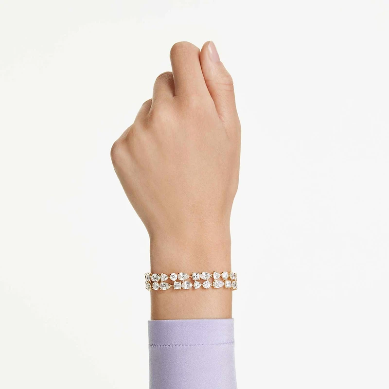 Mesmera bracelet, Mixed cuts, White, Gold-tone plated by SWAROVSKI