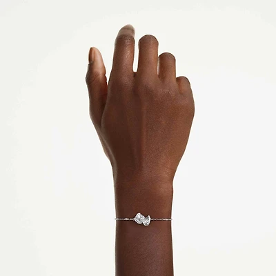 Mesmera bracelet, Mixed cuts, White, Rhodium plated