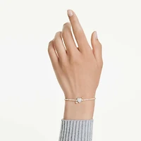 Idyllia bracelet, Mixed cuts, Heart with arrow, White, 18K gold finish