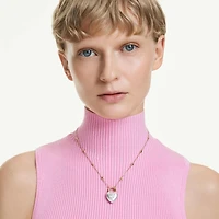 Idyllia pendant, Mixed cuts, Heart, White, 18K gold finish