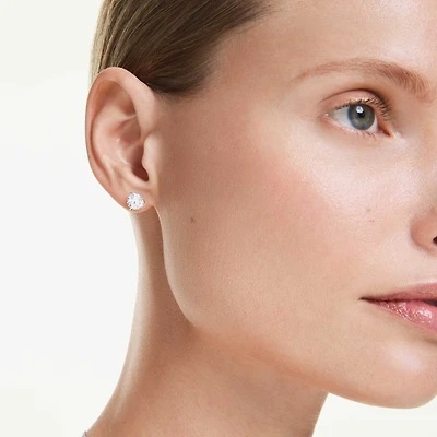 Eternity stud earrings, Lab-grown diamonds 2.0 ct tw, Round shape, 14K white gold