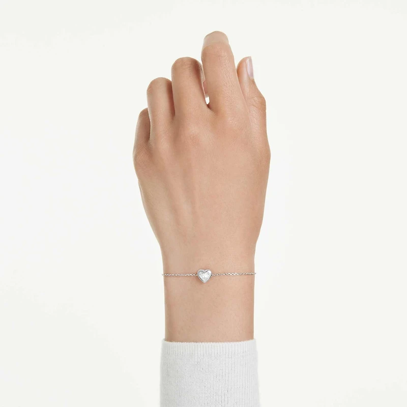 Eternity bracelet, Lab-grown diamonds 0.5 ct tw, Heart shape, Sterling silver by SWAROVSKI