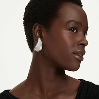 Swarovski Classica clip earrings, Statement, Round cut, White, Sterling silver
