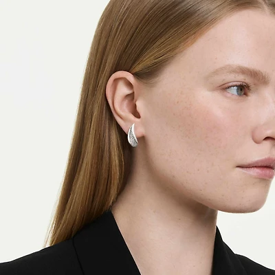 Swarovski Classica drop earrings, Round cut, White, Sterling silver