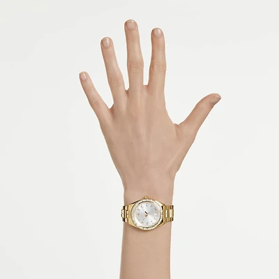 Matrix date watch, Swiss Made, Metal bracelet, gold tone