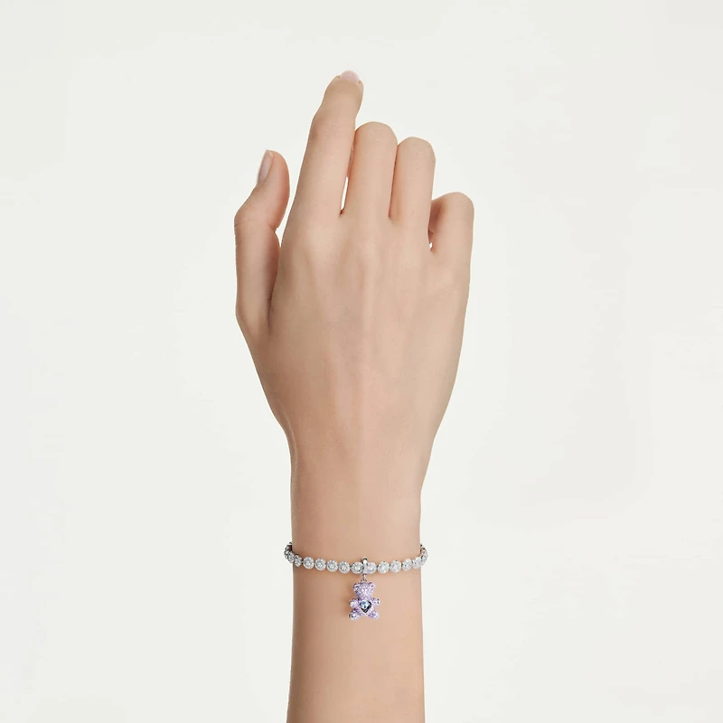 Idyllia charm, Mixed cuts, Teddy, Purple, Rhodium plated by SWAROVSKI
