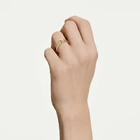 Swarovski Classica ring, Round cut, Interlocking, White, Sterling silver, 18K gold finish