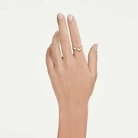 Classica open ring, Round cut, White, Sterling silver, 18K gold finish