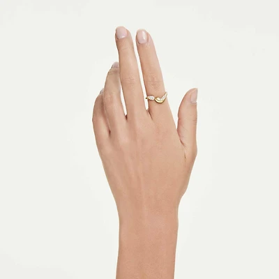 Swarovski Classica open ring, Round cut, White, Sterling silver, 18K gold finish
