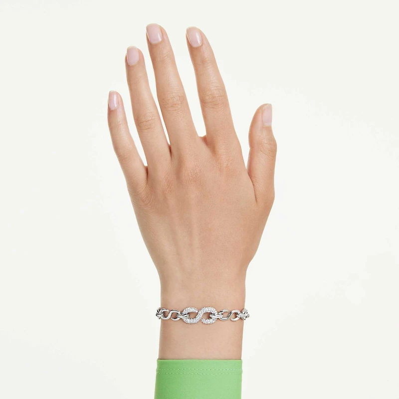 Dextera bracelet, Round cut, White, Rhodium plated by SWAROVSKI