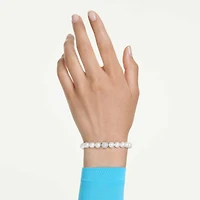 Matrix bracelet, Crystal pearl, White, Rhodium plated by SWAROVSKI