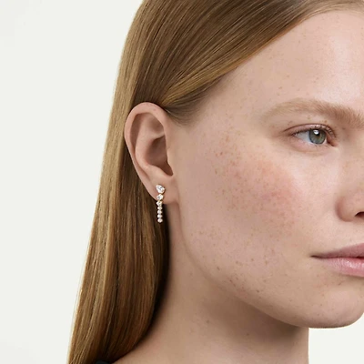 Mesmera drop earrings, Mixed cuts, White, 18K gold finish