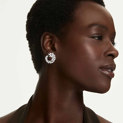 Mesmera hoop earrings, Marquise cut, White